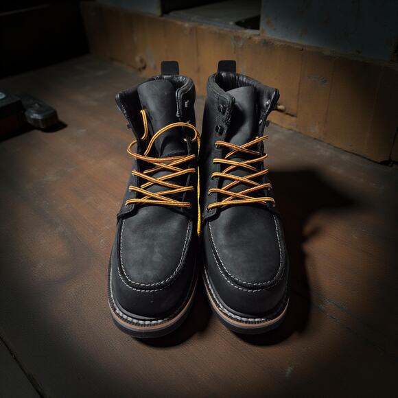 Brand New QLTY Safety Toe - Steel Toe Black Leather Work Boot Men’s Size 12 Wide - Picture 1 of 6